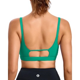 RUNNING GIRL Sports Bras for Women,Square Neck Padded High Support Yoga Bra Workout Crop Top with Built in Bra(2993_Vivid Green_S)