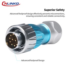 CNLINKO DH-24 12 PIN Industrial Waterproof Connectors, IP68 Circular Connector, Hard Metal Anti-Interference Shell, Quick Plug Aviation Connector, M24 Panel Mount Flange Socket (12-Pin)