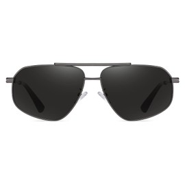 YAMEIZE Polarised Sunglasses Aviator Vintage Round Classic Metal Frame Unisex Driving Glasses for Men with UV400 Protection, silver/grey