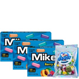 Mike and Ike Chewy Candy – 3 Pack of Movie Theater Boxes (4.25 OZ Each) + Candy Freezer Freeze Dried Skitzz – Perfect for Movie Nights & Sharing (Berry Blast) - Candy