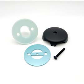 BlueVue 3-5/8"" Overflow Gasket Kit with Overflow Cover for Stopping Tub Leaks, Matte Black