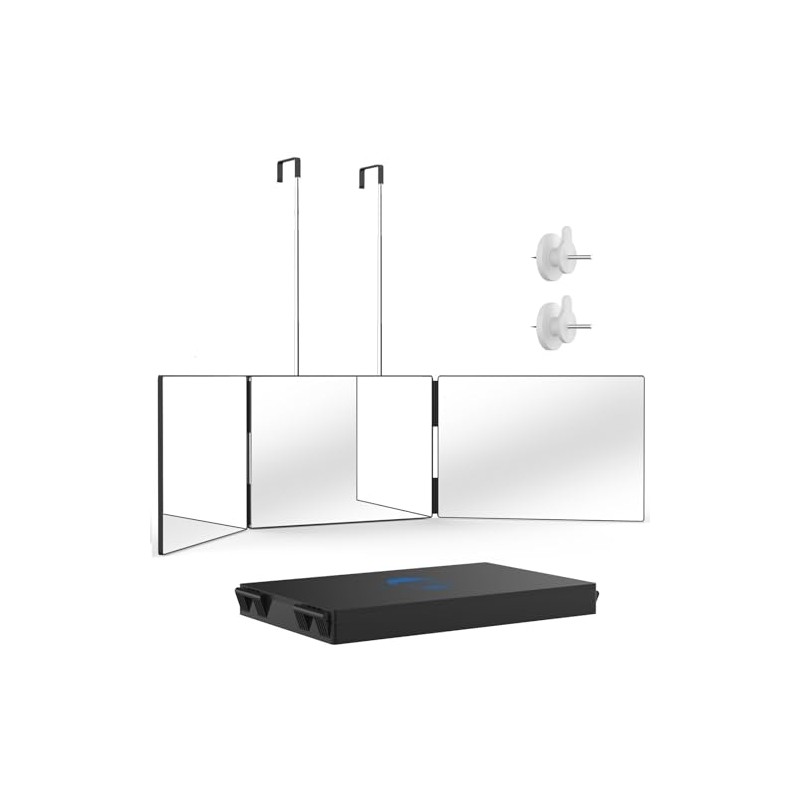 OLIBUY Espejo de 3 Vías para Cortar el Cabello Espejo