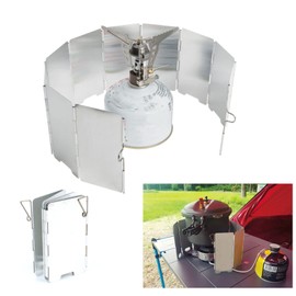 Folding Camp Stove Windshield,Folding Camping Stove Windscreen 9 Plates Aluminum Outdoor Camping Stove Windshield for Camping Picnic Backpacking