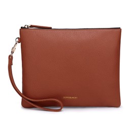 DORIS&JACKY Lambskin Leather Wristlet Clutch Purse For Women Large Soft Designer Wallet With Strap