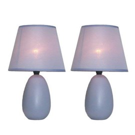 All The Rages LT2009-PRP-2PK Simple Designs Mini Egg Oval Ceramic Table Lamp 2 Pack Set44; Purple