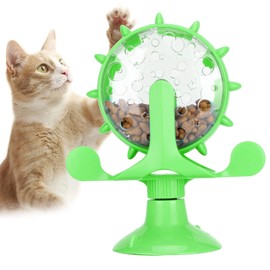 Pet Toy, Rotation Cat Puzzle Toy Food Leakage Pet Cat Leaking Toy Interactive Cat Toys Pet Toy, Ferris Wheel Food Dispensing Pet Slow Feeder Toy with Automatic 360° Turntable for Pet Trainer (Green)