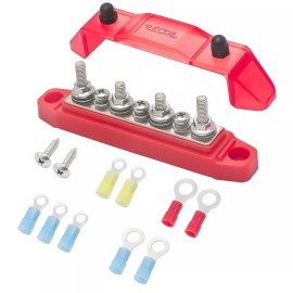 Recoil BBS43-R 4 x 1/4” Studs 3 x #8 Screw Terminals Power Distribution Block