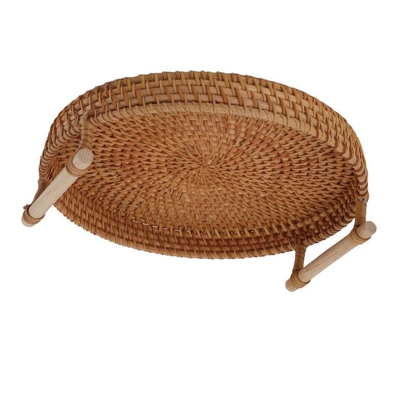Rattan Fruit Tray, Hand Woven Traditional Large Capacity Decorative Fruit