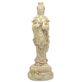 Culture Spot Standing Kuan-Yin Statue Holding Water Vessel, Stone