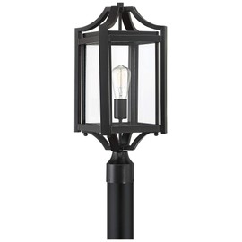 Franklin Iron Works Rockford Collection Rustic Farmhouse Outdoor Post Light Fixture Black Iron 20 1/4" Clear Beveled Glass for Exterior House Porch Patio Outside Deck Garage Yard Garden Driveway