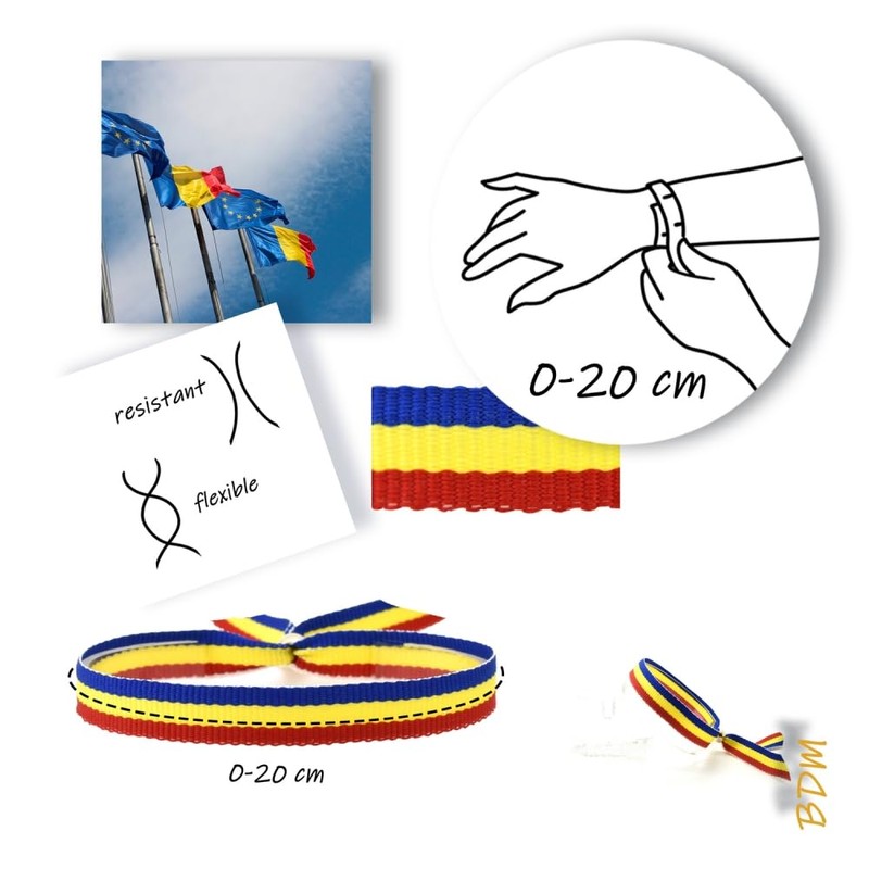 BDM Romanian Flag Romanian Bracelet Danube Adjustable for Men Women