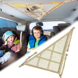 kasanidika Car Ceiling Storage Net, Car Storage, Ceiling, Car Storage Net, Triangle, 31.5 x 21.7 inches (80 x 55 cm), 2 Layer Type, Roof Net, Cargo Net, Zipper Included, Prevents Luggage Falling,