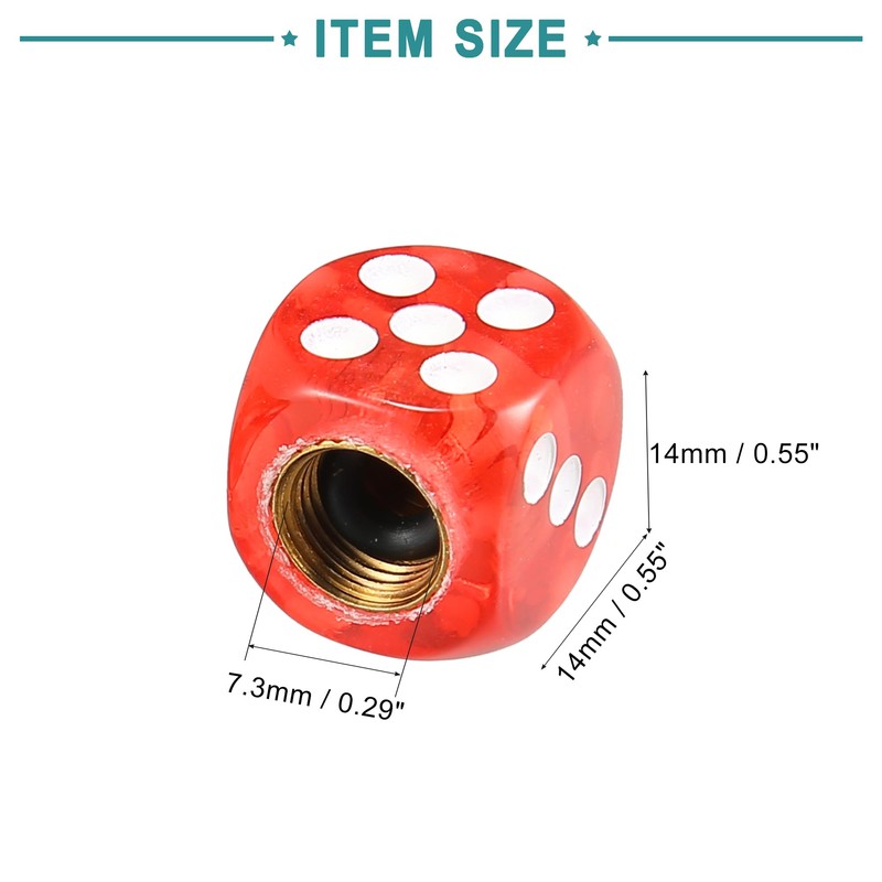 ACROPIX Universal Red Dice Wheel Tire Valve Air Stem Cap