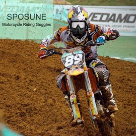 SPOSUNE Motorcycle Goggles Paintball Mask, Detachable Face Mask ATV, Dirt Bike, Motocross Safety Goggles for Men Women