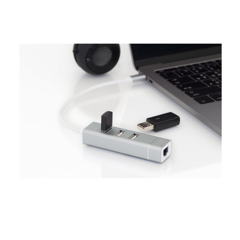 Digitus DA-70253 USB 2.0 100Mbit/s Aluminium interface hub - Digitus