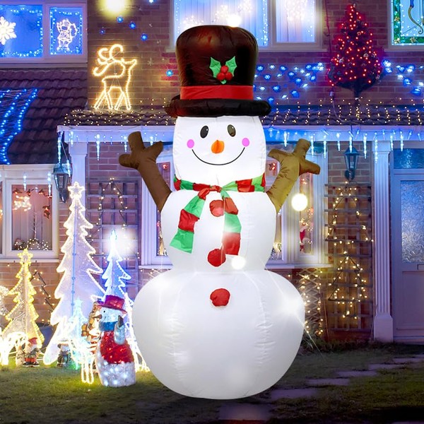 LUNA PARK Muñeco De Nieve Inflables Navideños Inflable De Navidad con Luces LED Decoración 1.6M Decoración Navideña Regalo De Navidad Patio Al Aire Libre Probas Climáticas IP44, para Jardín