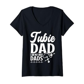 Womens Tubie Dad Gtube Accessories Feeding Tube Awareness V-Neck T-Shirt