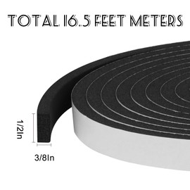 Storystore Foam Insulation Tape Self Adhesive,Weather Stripping for Doors and Windows,Sound Proof Soundproofing Door Seal,Weatherstrip,Air Conditioning Seal Strip (1/2In x 3/8In x 16.5Ft)
