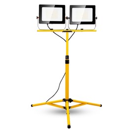 20000 Lumen Work Lights with Stand, 200W Dual Head LED Work Light, Waterproof Lamp with Individual Switch, Adjustable Metal Telescoping Tripod
