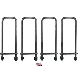 Buyers Products UB623516 16 Inch Square Bend U-Bolt Kit, 4 Complete U Bolt Kits, 5/8" Bolt, 1/2" x 4 1/4" Tie Bars, Grade 5 Equivalent Hardware