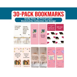 Creanoso Study Now, Be Proud Later Bookmarks (5-Sets X 6 Cards) – Daily Inspirational Card Set – Interesting Book Page Clippers – Great Gifts for Adults and Professionals