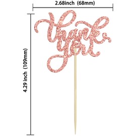 24 piezas de adornos para magdalenas de agradecimiento con purpurina para cumpleaños, aniversario, día de Acción de Gracias, boda, despedida de soltera, fiesta, decoración de pasteles, suministros de oro rosa