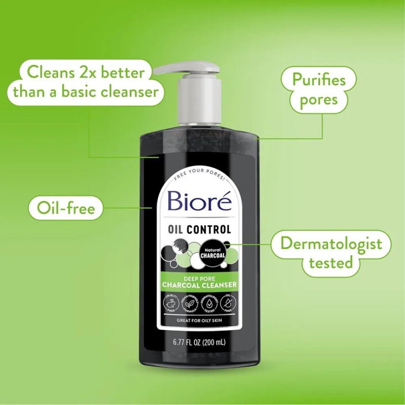 Bioré Limpiador Facial Carbón Activado Para Piel Grasa 200ml