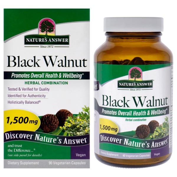 Nature's Answer Black Walnut Complex Vegetarian Capsules Powder, 90-Count Black