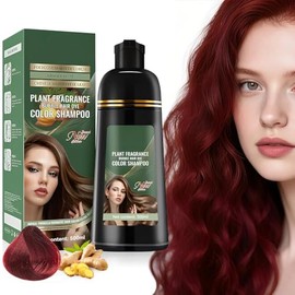 Shampoo Tinte Cubre Canas, Hair Dye Shampoo 3 in 1, Tinte Capilar de Acción Rápida, Suave y no Dañino, Ideal para Hombres y Mujeres, 500ml (rojo vino)