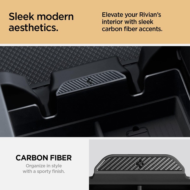 Spigen Console Organizer Tray (Carbon Edition) Designed for Rivian R1T