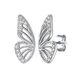 Suplight Symmetric Butterfly Earrings for Women Mother Elegant Stud Earring Women Ear Jewellery 925 Sterling Silver