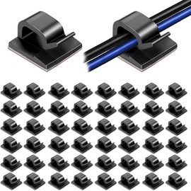 50 Piezas Clips Organizador de Cables Autoadhesivo, Negro, 14 x 13 x 8 mm