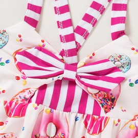 YOUNGER TREE Toddler Baby Girl Dress Summer Donut Dresses Sleeveless Backless Strap Dress Girls Sundress Outfit (Donut White, 3-4 Years)