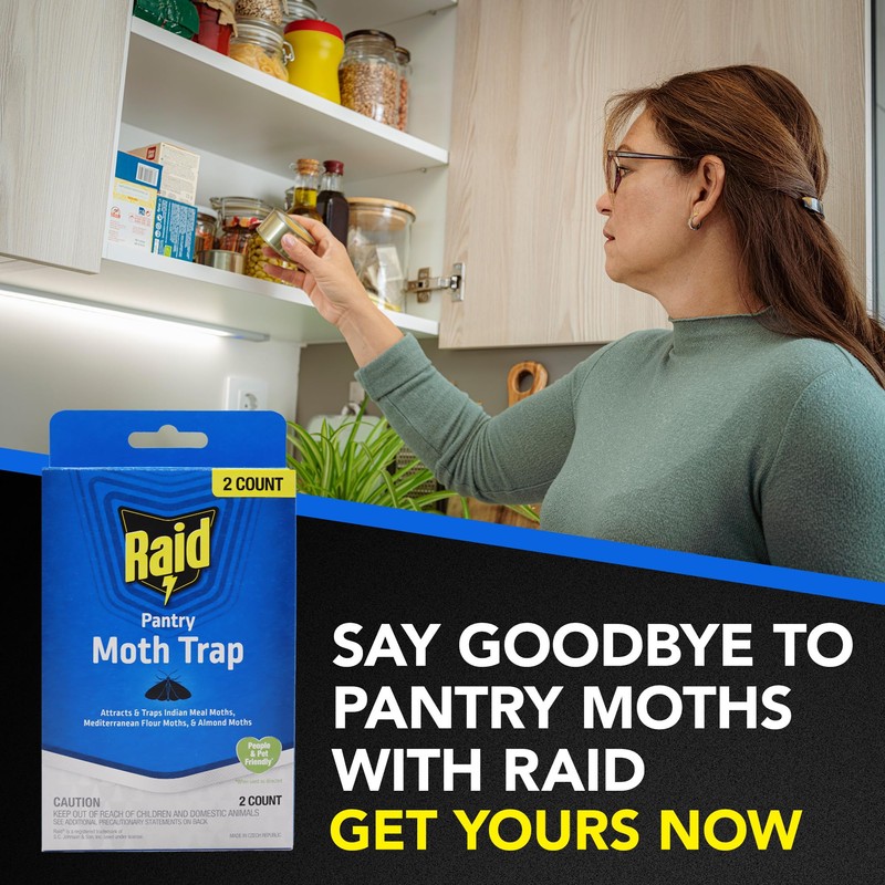 Raid Pantry Moth Traps for Food Storage Areas, 2 Pack,