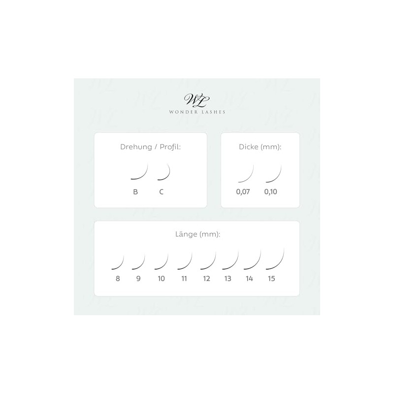 WL Wonder Lashes Fertige Wimpernfächer 10-in-1 für Professionell 0,1 oder