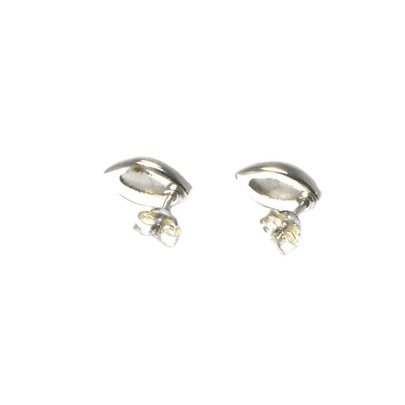 925-5x10mm Rose Quartz Stud Earrings (MRQST1404171), Sterling Silver, Quartz