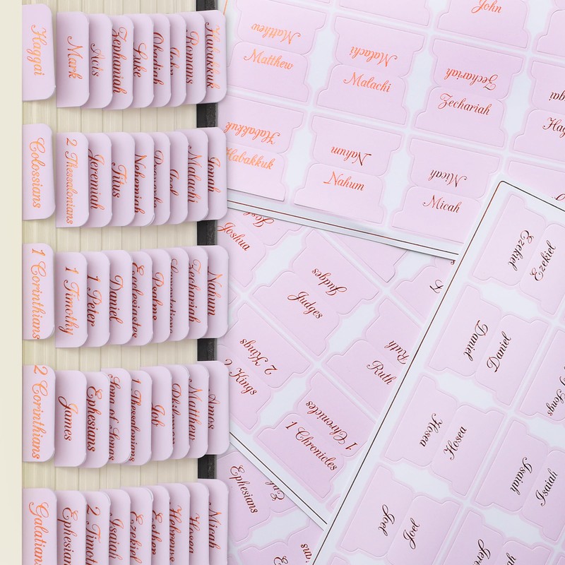 Mr. Pen- Bible Tabs, 75 Tabs, Baby Pink, Bronze Foil
