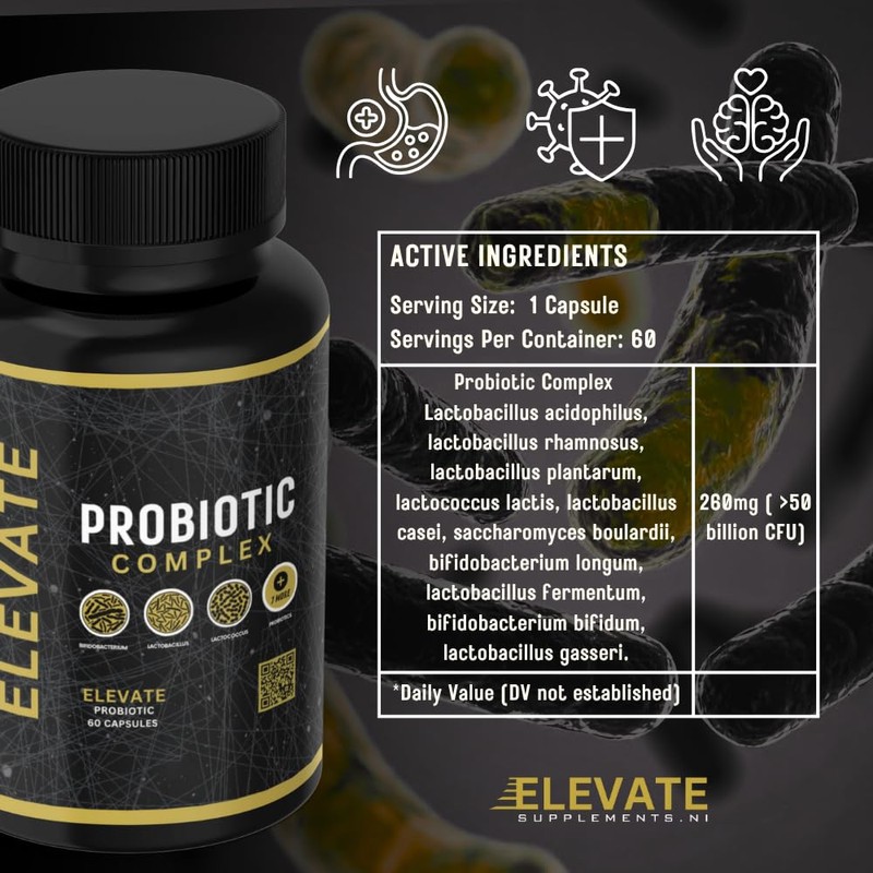 Elevate Supplements Probiotic Complex, 60 Capsules | 50 Billion CFU
