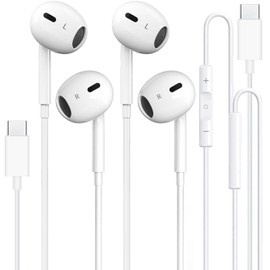 2 Pack-USB C Headphones Wired for iPhone 16/15, Type C Earphones with Microphone & Remote Noise Cancelling Earbuds for iPhone 15 Pro Max, iPad, Galaxy S23/S22/S21/S20/Ultra Note 10/20, Pixel 7/6/5/4