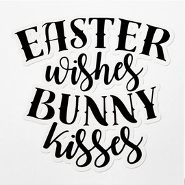 Decal Stickers of Easter Wishes Bunny Kisses Premium Indoor (No Waterproof) Vinyl Decal Stickers for Laptop Phone Accessory Helmet Car Window Mug Tuber Cup Door Wall Decoration ANDVER30g8360BL