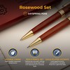 Rosewood Engraved Ballpoint Pen and Pencil Set with matching Wood