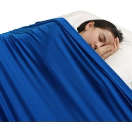 Sensory Compression Blanket Sensory Bed Sheet Compression Alternative to Heavy Weighted Blankets Help Kids Ages3+ Settle Down at Nighttime Increase Calm and Comfort (Double Bed, Blue)