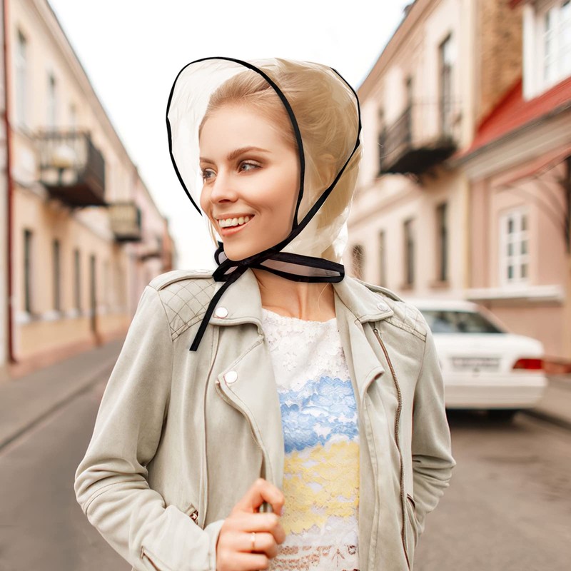 Lusofie 6 Pieces Rain Bonnet with Visor Clear Waterproof Rain