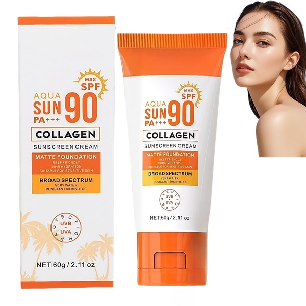 Face Sunscreen SPF 90+,SPF 90 Suncream,Face Cream with SPF90,Tinted Sunscreen