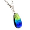 Gold Stone Sparkling Firefly Glass Necklace, Keramarin, Blue, Drop, Pendant,