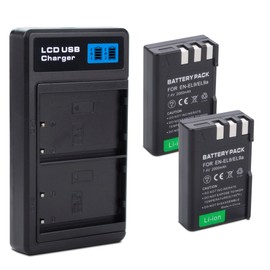 2-Pack EN-EL9 EN EL9a Batteries with USB-C Dual Charger Compatible with Nikon D40, D40x, D60, D3000, D5000 Digital SLR Cameras 2000mAh