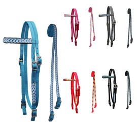 Tahoe Tack Overlay Printed Nylon Western Browband Headstall with Matching Split Reins 1 Year Warranty