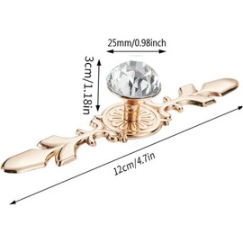 Azyuan Pack of 4 Vintage Style Pull Handle Door Knob Back Plate for Home Furniture Drawer Cabinet Dresser Closet Wardrobe Cupboard with Screw (Gold Crystal Knob)