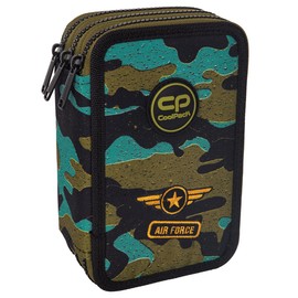 CoolPack Air Force XXL Pencil Case 3 Compartments School Pencil Case Triple Pencil Case for Girls Boys Pencil Case 44 Pieces Filled Pencil Case 3-Tier