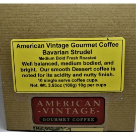 American Vintage Coffee Bavarian Strudel Dessert Coffee 10 Medium Bold Fresh Roasted K-Cups